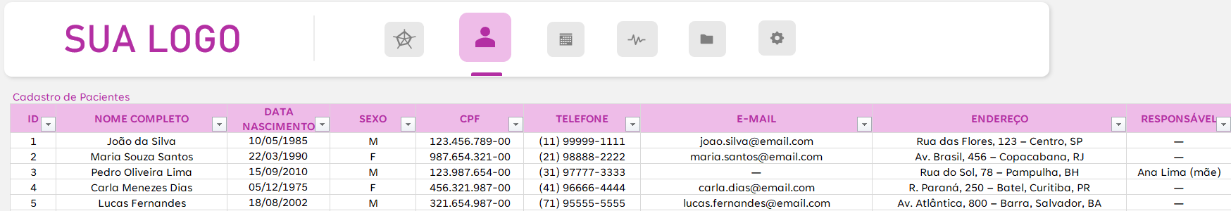 Planilha Controle de Prontuários - Cadastro de Pacientes