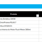 Planilha Loja de Troca de Óleo e Lubrificante - Entrada de Bateria