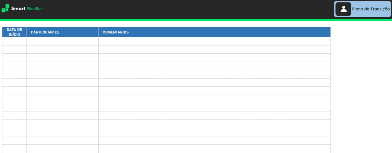 Planilha de Plano de Transição - Discussões