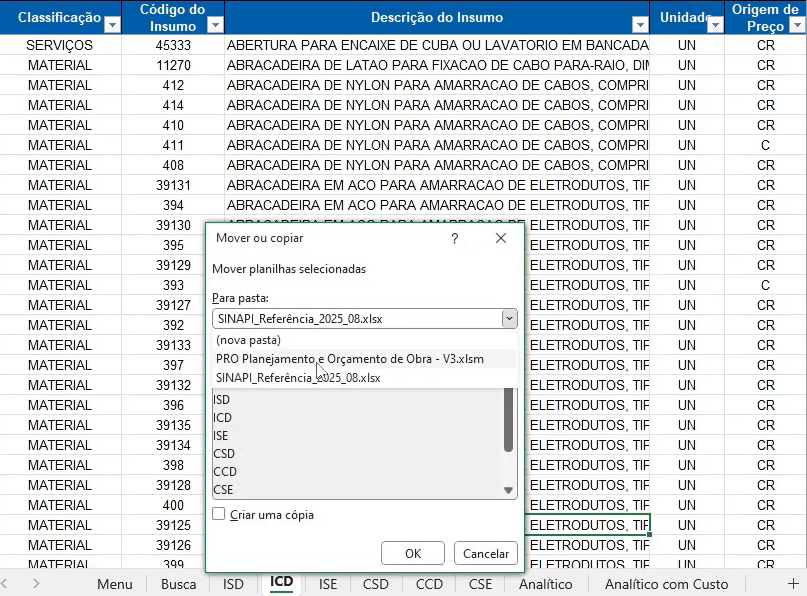 Tabela SINAPI Atualizada de 2025 - Movendo os arquivos