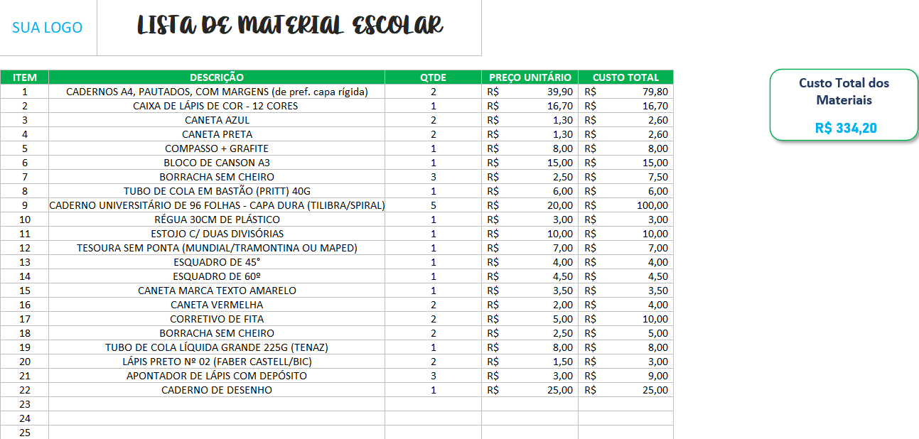 Lista de Material Escolar 2026