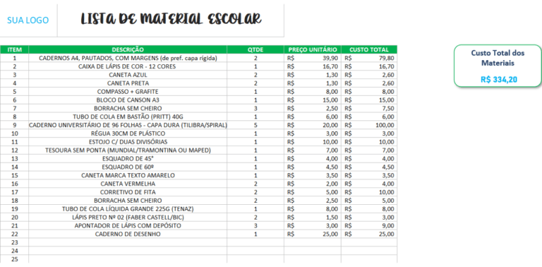 Lista de Material Escolar 2026