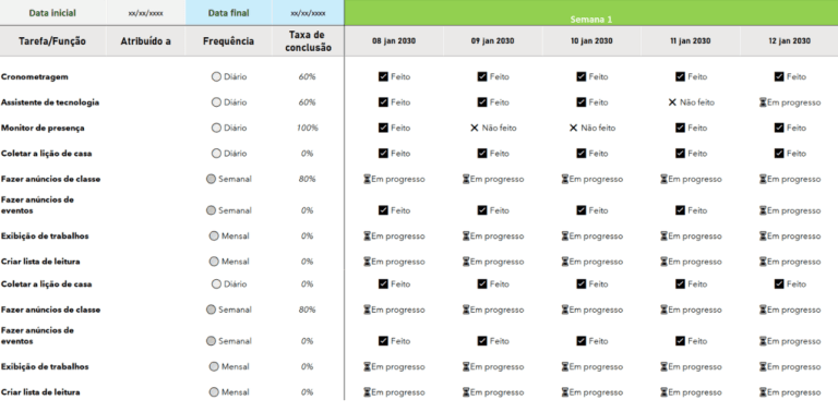 Planilha Controle de Atividades Escolares