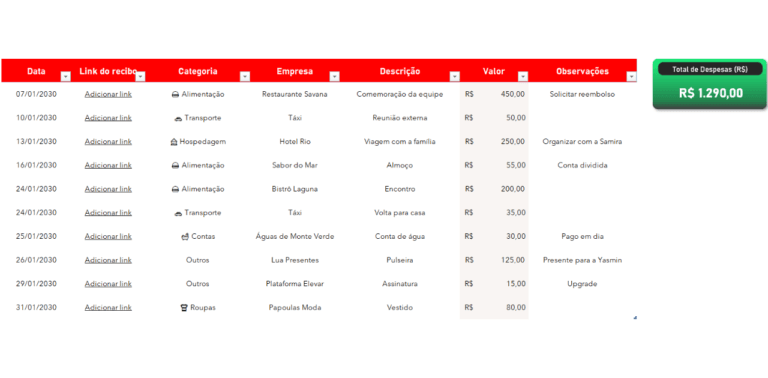Planilha Gestão de Gastos Pessoais Grátis