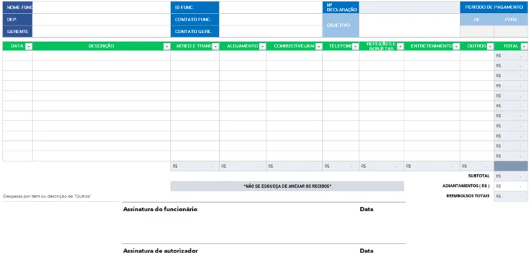 Planilha para Controle de Despesas e Recibos Grátis