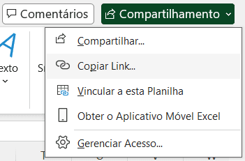 Como compartilhar uma planilha Excel com sua equipe - Copiar link