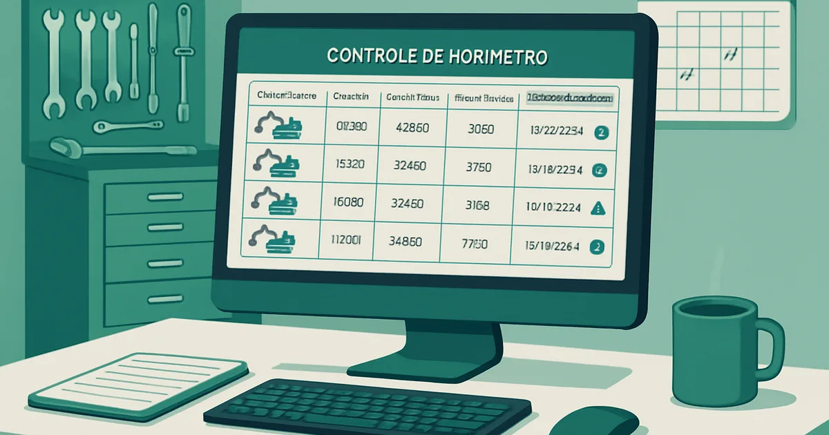 Planilha de Controle de Horímetro para Escavadeiras