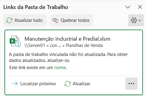 Como atualizar links externos no Excel - Vínculos para atualizar