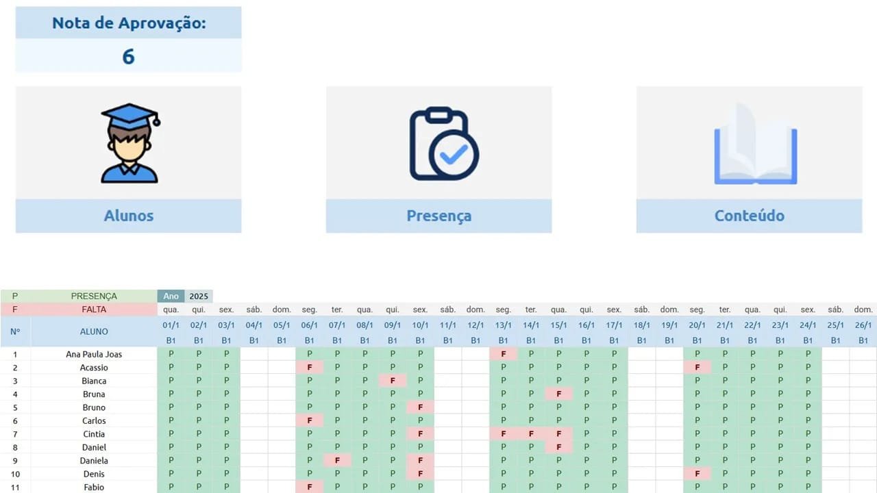 Planilha Google para Professor - Controle de Notas e Faltas