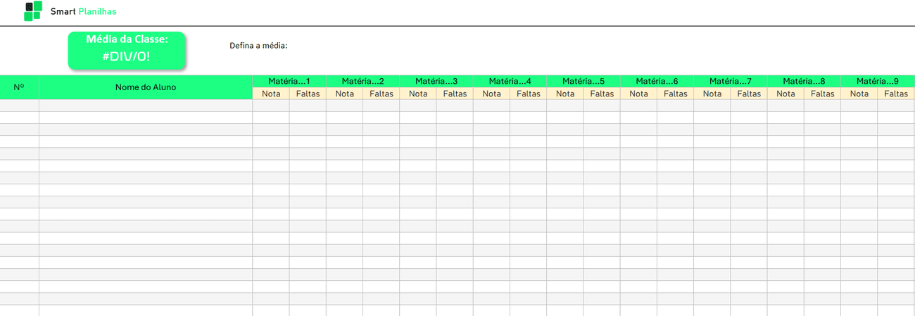 Planilha de Notas de Alunos - Controle de Notas e Faltas